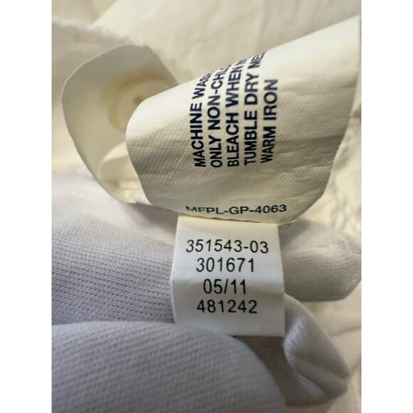 GAP Cotton Mock Neck Long Sleeves Drawstring Waist Blouse, White, Sz: L, 79-11 - Picture 12 of 12